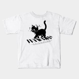 Purrfect Meowlody: Piano Paws Kids T-Shirt